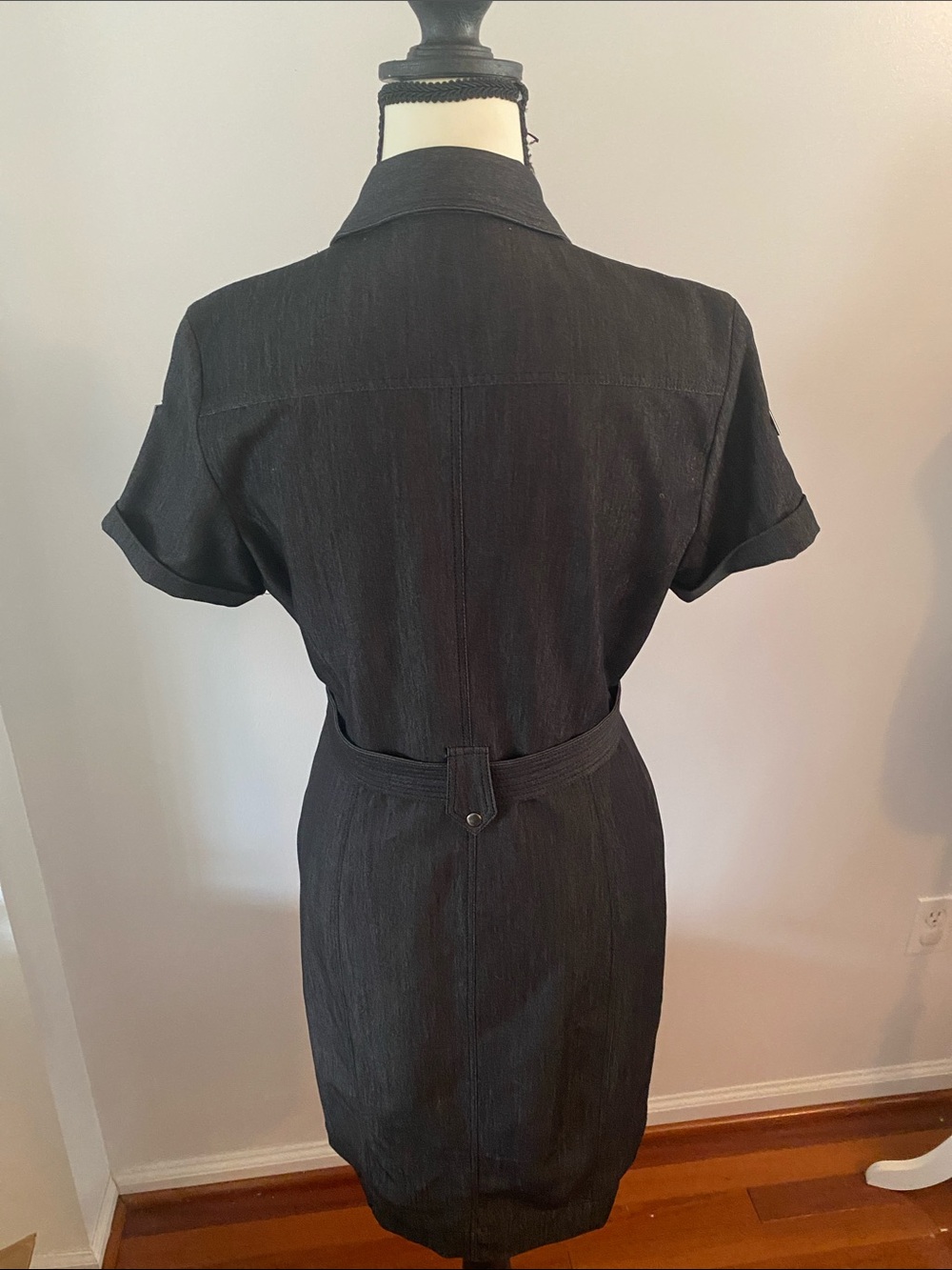 Calvin Klein military style size 4 dark wash dress dry cleaned - Picture 5 of 8